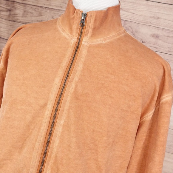 JL POWELL ORANGE FULL ZIP MOCK NECK COTTON SWEATER MENS SIZE 2XL XXL - Picture 2 of 8